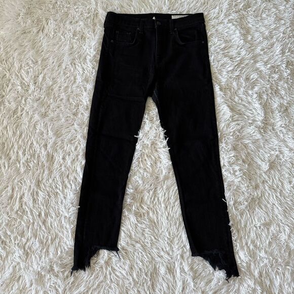 Rag & Bone Black Mid-rise 10” Capri Cropped Ankle Jeans Size 28 - Picture 1 of 9